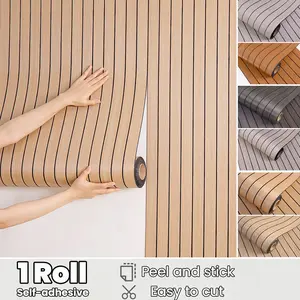 Self-Adhesive Thick 3D Wood Grain Vinyl Wall Panel, Easy Installation for Ceiling, Partition, Curved Walls, DIY Home Decor