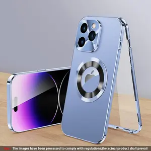 Metal 360° Full Coverage High-Definition Tempered Glass Anti-Drop Phone Case, Compatible with iPhone 16 Pro Max 16 15 14 13 12 11
