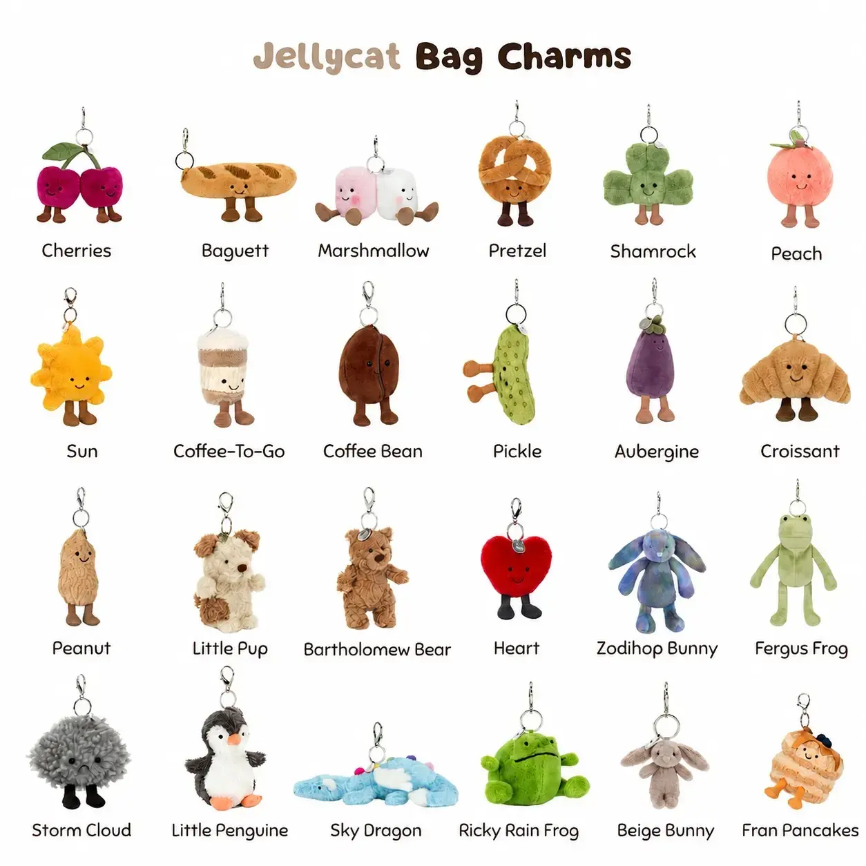 2026 Jellycat Bag Charm Collection -Cute Keychains for Bags, Keys & Gifts