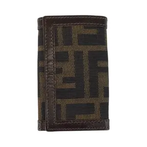 Pre-owned FENDI Other Small Leather Goods Zucca Canvas Leather Key Case