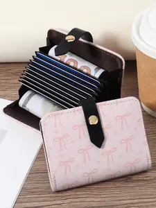 Fashionable new women's wallet credit card storage bag, snap on credit card storage bag, easy to carry multiple card slots, card storage, suitable for outdoor, travel, and back to school use