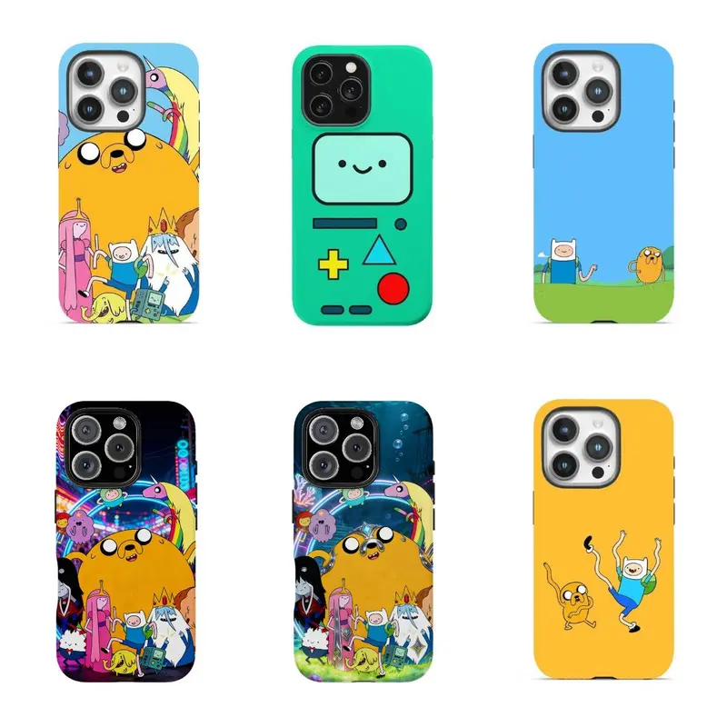 Adventure Time Cartoon Characters Printing MagSafe Compatible Smartphone Case, Tough Polycarbonate Cover with TPU Shockproof Guard, Cartoon Network Fan Accessory, Cute Phone Accessory