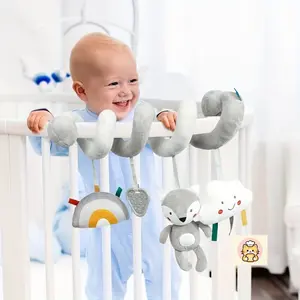 Cute Nordic Style Animal Car Hanging Stroller Toy for Baby Kids, Soft Plush Educational Rattle Teether, Newborn Pram Accessories, Safe and Durable, Perfect Gift for Boys Girls
