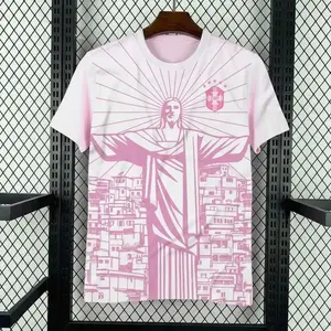 2026 Brazil Jesus Edittion Pink Color Soccer Jersey, Unisex Soccer Jersey For Couple Matching, Vintage Streetwear Soccer Jersey 5