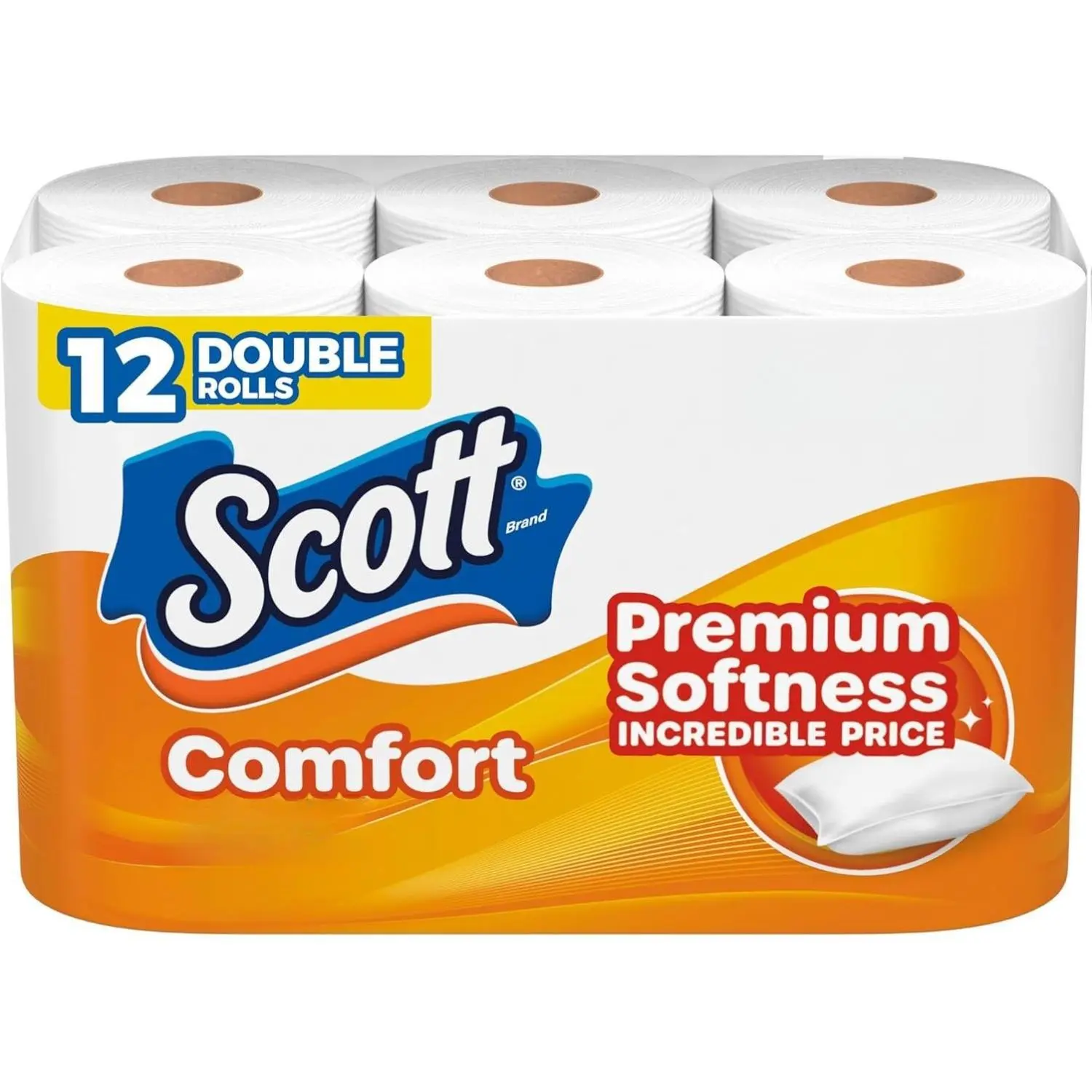 ComfortPlus Scott Unscented Premium Softness Bathroom Toilet Paper, 12 Double Rolls (300+ Sheets per Roll), 1-Ply, Absorbent, Clog-Free, Septic-Safe Bulk Home Care Tissue with Strength at Great Price