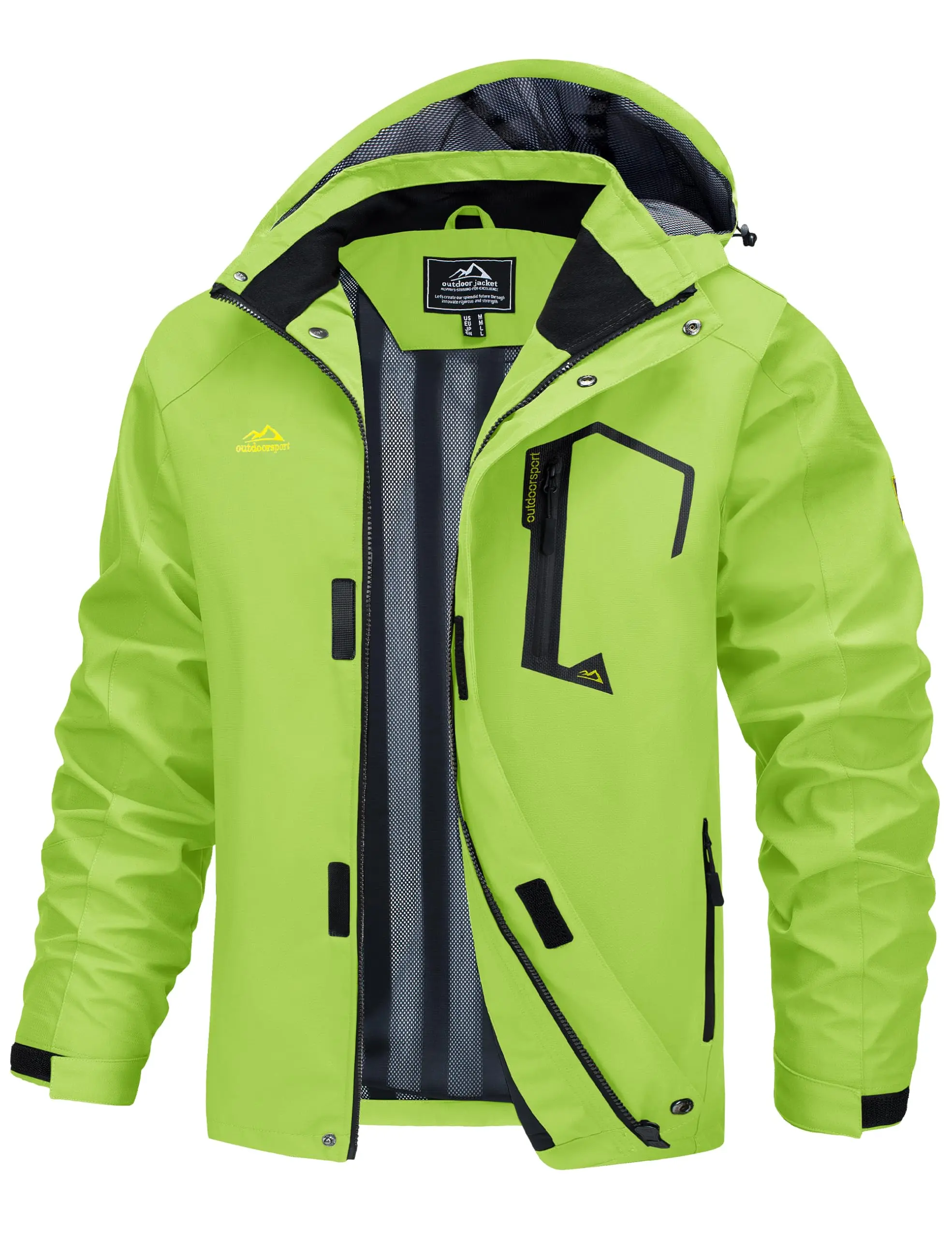 Men's Lightweight Windbreaker Rain Jacket Raincoat with Detachable Hood for Hiking Fishing Activewear