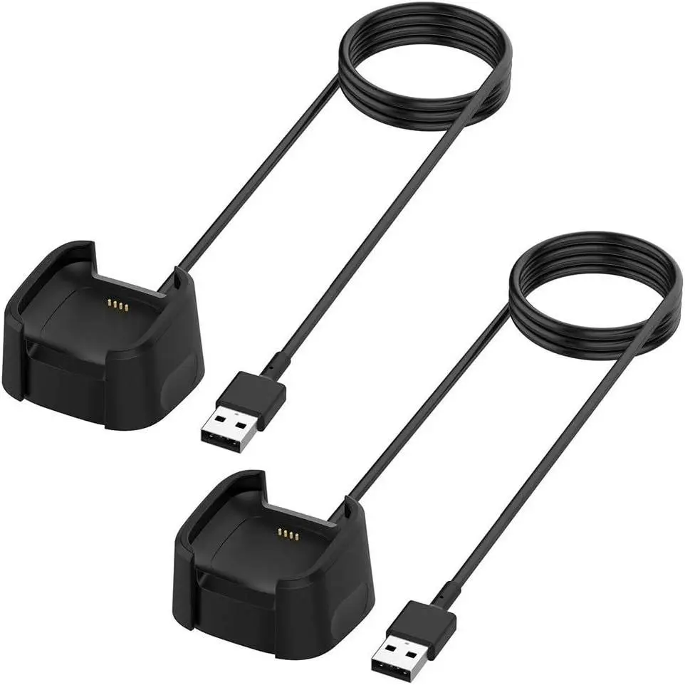 Fitbit Versa 2 Replacement Charging Dock Accessories - 3.3ft USB Cable, Wearable Device Charger, Dock Clamp, Protection Design, After-Sale Support (2 Pack, Not for Versa 1st Gen)