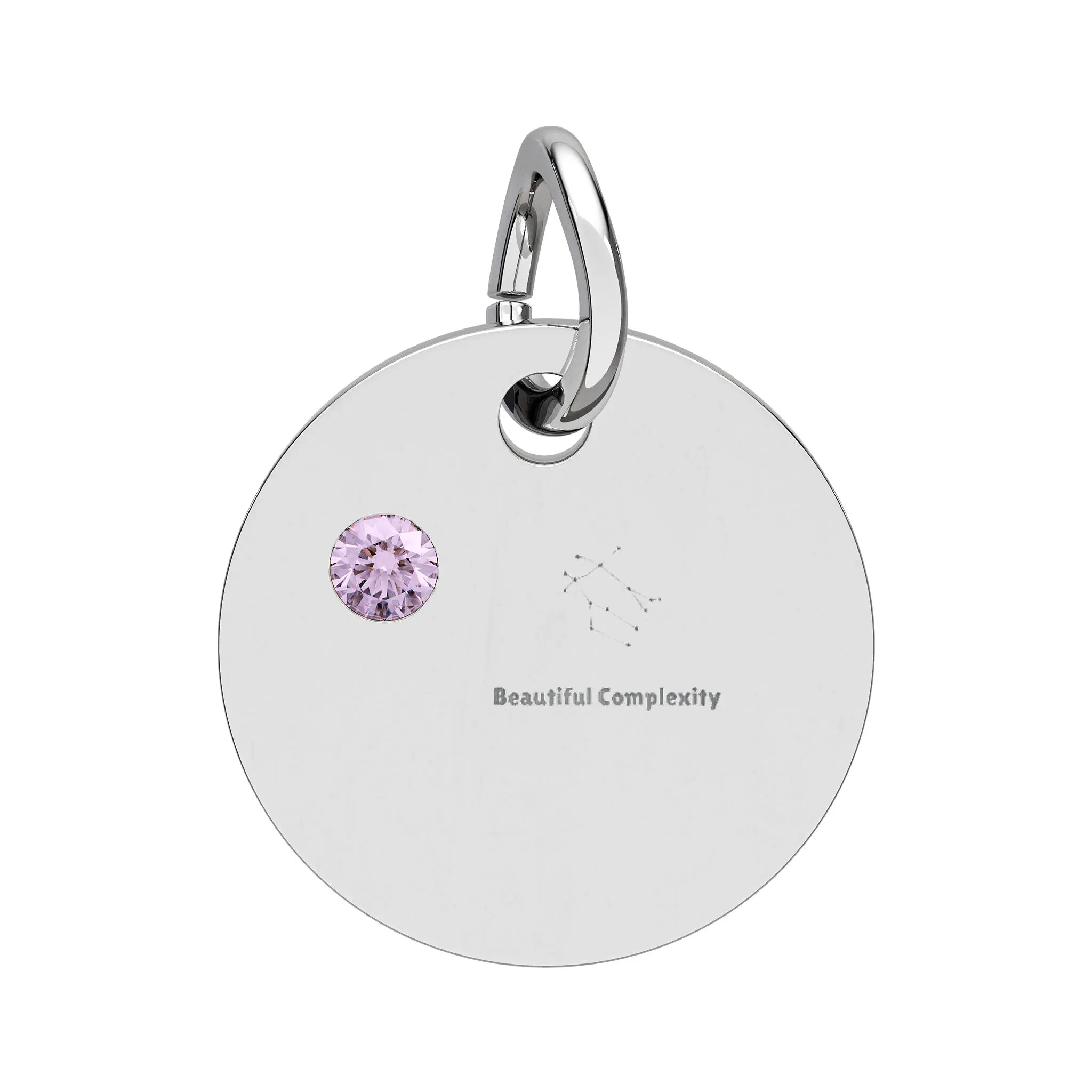 Gemini Alexandrite Birthstone Circle Charm engraved name charm | Premium collection