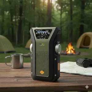 Emergency Solar Crank Radio NOAA Weather Alert 4000mAh Power Bank Flashlight AM FM Portable Radio for Outdoor Survival Camping Travel SOS Light Power Station Emergency Kit