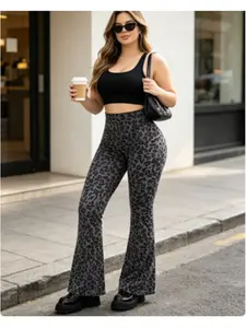 Women's leopard print pants, multi-color high waisted loose leg jeans, Valentine's Day gifts, casual streetwear, all season beautiful women's clothing