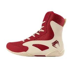 Venum Contender Boxing Shoes - Ruby Red/ Ivory Breathability Footwork
