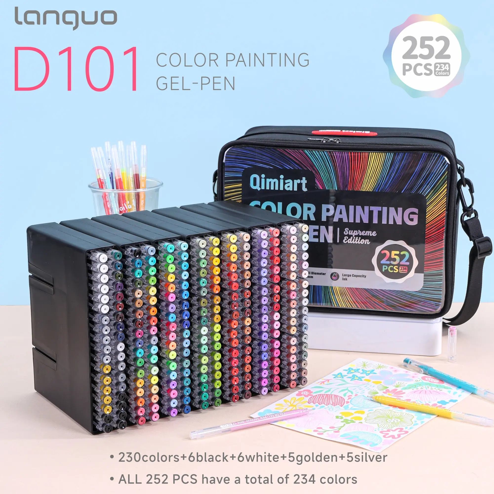 Languo Drawing Journal Pen Set, 234 Colors 252 Neutral Markers, Student Highlighter, Art Painting Anime Manga Color Pens, Back-To-School Essential, Art Materials
