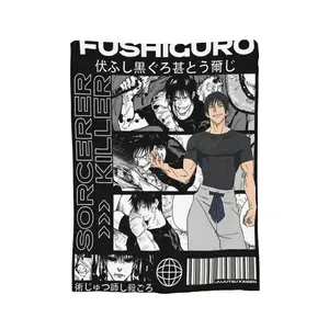 Jujutsu Kaisen Toji Fushiguro Knitted Blanket Fleece Lightweight Throw Blankets For Home Couch Bed Rug