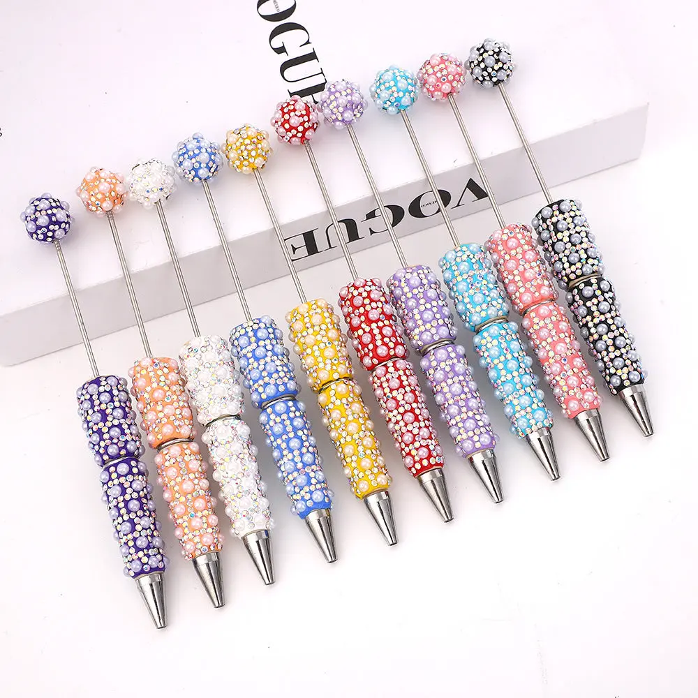 DIY  heavy industry full of diamonds full of pearl ballpoint pen creative gradient beaded ballpoint pen gift pen spot wholesale