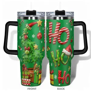1pc, Christmas Cup 40oz/30oz/20oz/14oz Stainless Steel Tumbler Green Christmas Funny Print  Stainless Steel Bottle Christmas Gifts, For Dad Son Women Mom Sisters Teacher Coworker Friend Brother Reusable Portable Thermos