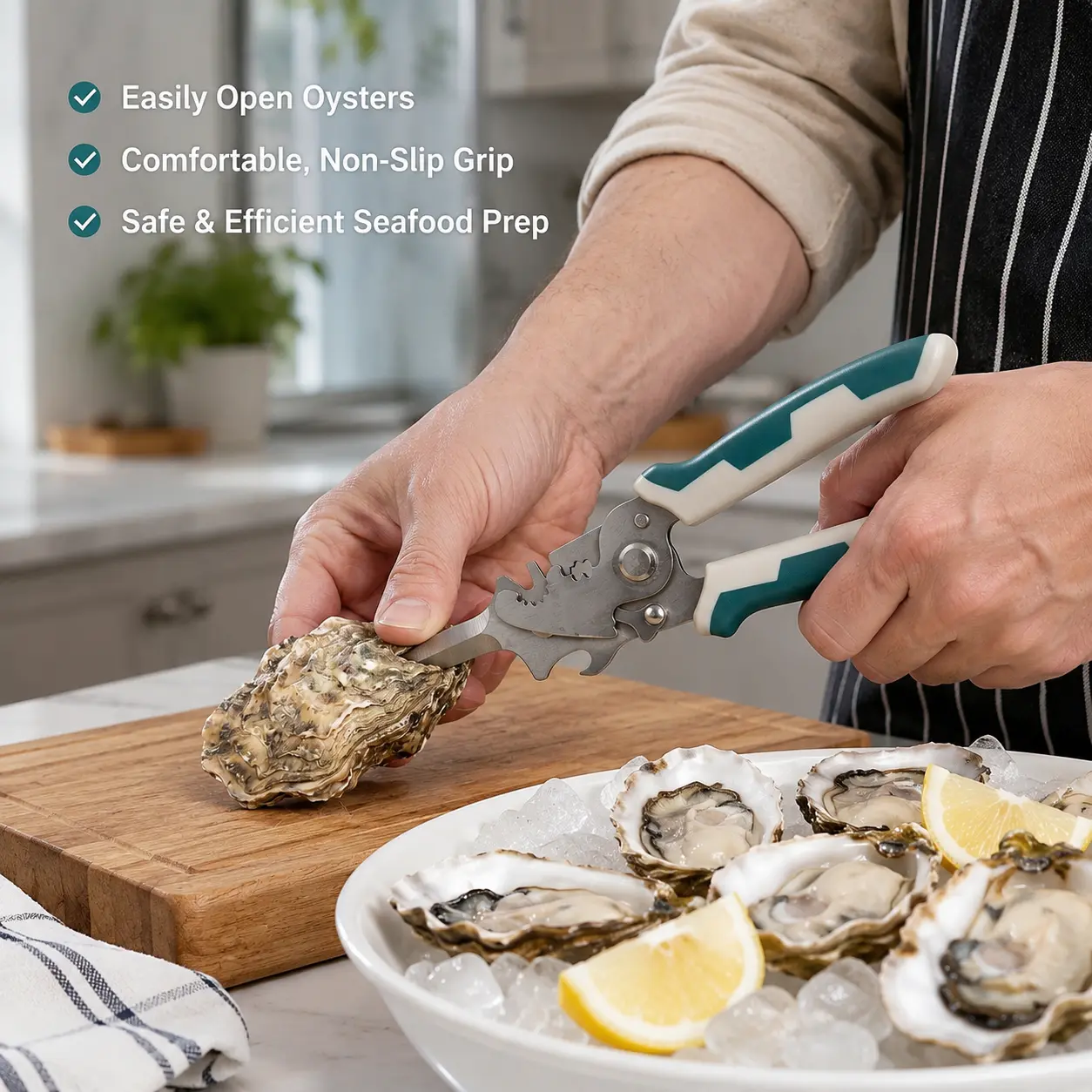 1 Count Multifunctional Seafood Opener Pliers, Non-slip Ergonomic Handle Stainless Steel Tool for Home Kitchen Oyster Shellfish Snail Processing