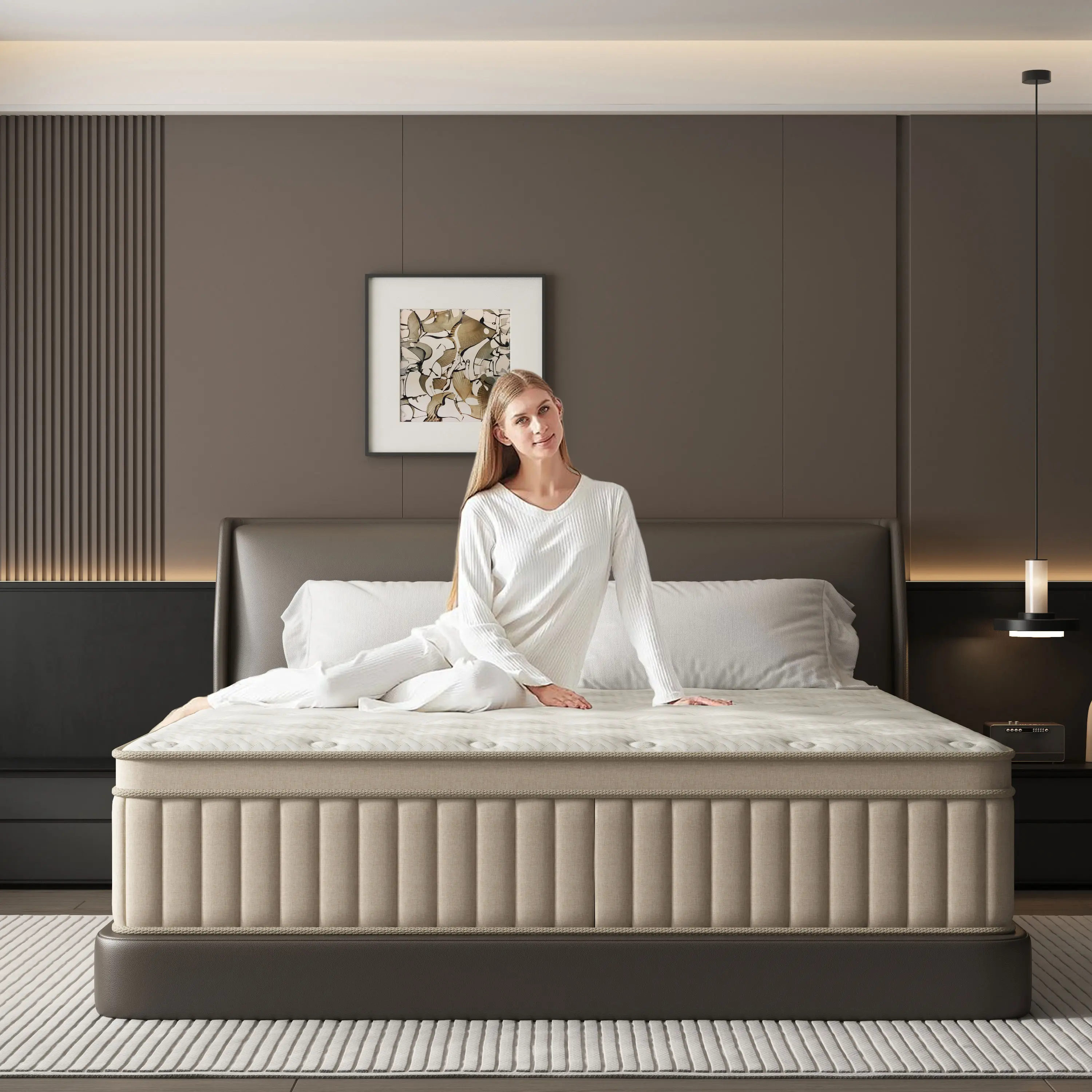 【TVDFGTS】Twin, Full, Queen, King Size Mattress, 10/12/14 Inch Hybrid Gel Memory Foam Mattress with Individually Wrapped Pocket Coils, Medium Firm Support, Pressure Relief, Mattress in a Box,SummerVibes