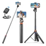 61" Adjustable & Extendable Aluminium Selfie Stick Tripod with Wireless Remote, Nylon6/6 Stable Vlogging Equipment, Smartphone Camera & Phone Accessory for iPhone 17/16/15/14 & Android Mobile Phones