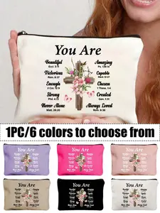 Inspirational Christian Makeup Bag with Zipper, Perfect Gift for Women, Portable Travel Cosmetic Organizer, Essential for Personal Care