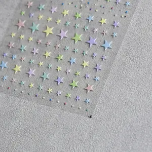 NAIL DECAL Tomoni Cute Blue Purple Yellow Green Nail Stars Stickers