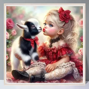 Cattle Pattern Diamond Arts Painting Kit Without Frame, With Tools Full Round Diamond Painting Children Home Decor Needle Crafts Kit