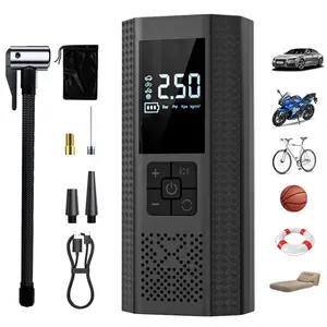 Portable Tire Inflator Air Compressor, Quick Pumping, 150psi, Rechargeable Electric Pump with Pressure Gauge, LED Screen, Nozzle Set Included, Car Air Compressor, Wireless Tire Inflator, Digital Air Compressor, Cordless Tire Inflator
