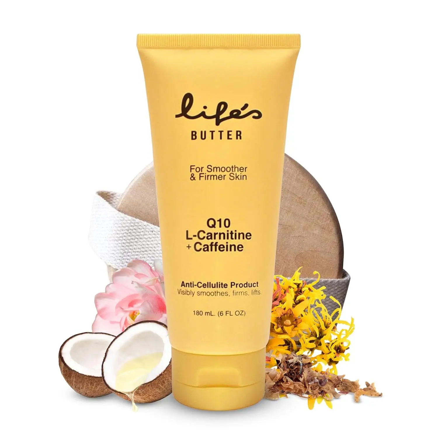 LIFE'S BUTTER Anti-Cellulite Cream - 100% Natural - Made in USA -  Cruelty-Free - Hypoallergenic - Best Cellulite Reduction - Skin Firming +  Tightening for Women L-Carnitine + CoQ10 + Caffeine – 6oz