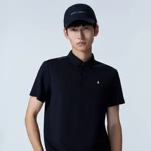Peacebird Men's Black Plain Polo Shirts