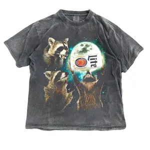 Funny Raccoon Beer Shirt – Raccoon Moonlight Animal Graphic Tee, Vintage Retro T-Shirt, Night Drinking Vibe, Viral TikTok Unisex Tee
