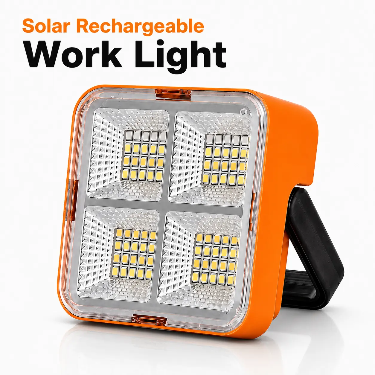 6000mAh Solar Rechargeable LED Work Floodlight, Compact Portable Handheld Flashlight, Waterproof Battery-Powered Power Bank Charging Light, 12-24H Runtime Outdoor Camping Lantern for Garage & Emergency Use