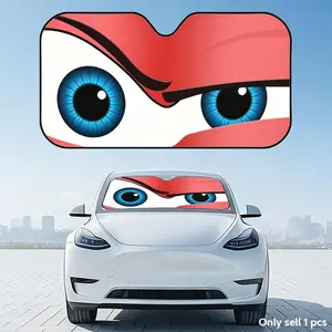 Cartoon Red Big Eye Sun Visor Car Windshield Sunshade, Automotive Windshield Sunshades - UV Blocker & Heat Insulation Cover, Keeps Vehicle Interior Cool & Protects Dashboard, Foldable, Universal Fit for Cars, SUVs, and Trucks, Summer Protection