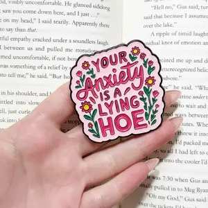 Your Anxiety Is A Lying Hoe Phone Grip - Funny Mental Health Gift for Women - Floral Aesthetic Griptok - Sassy Quote Phone Holder - Edgy Coquette Gift for Bestie