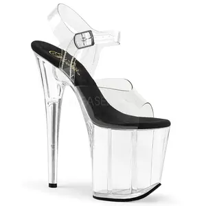 8 Inch Heel FLAMINGO-808 Clear-Black Insole