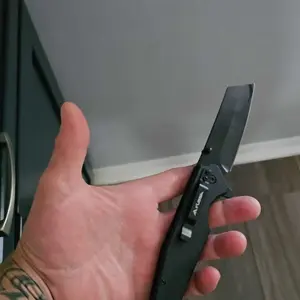 #JumpstartSale FLISSA Folding Knife, 4-3/4" Reverse Tanto Folding Pocket Knife, Black Stonewash Blade, G10 Handle, for Hunting, Survival, Camping and Outdoor Activities, Great Gifts for Dad, Husband, Friend