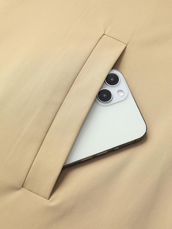 BLOOMCHIC Adjustable Tab Sleeve Lined Trench Coat for Women - Champagne Fitted Long Sleeve Minimalist Casual Jacket with Single-flap Pocket  peacoat trench coat puffer jacket winter clothes women puffer jacket women fur coats for women winter coats women