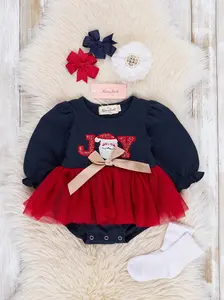 Navy & Red Joy Tulle Bubble Romper