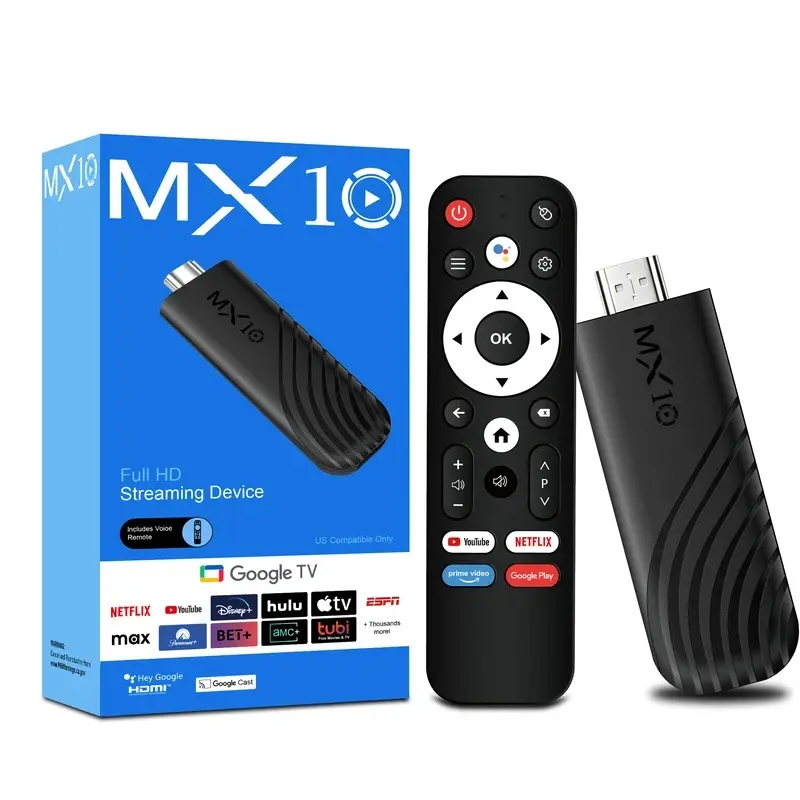 Smart TV Stick 4K MX10 Stick UHD HDMI 2.0 Android 13 8GB 128GB Dual Band WiFi 6 BT5.4 Home Theater Media Player
