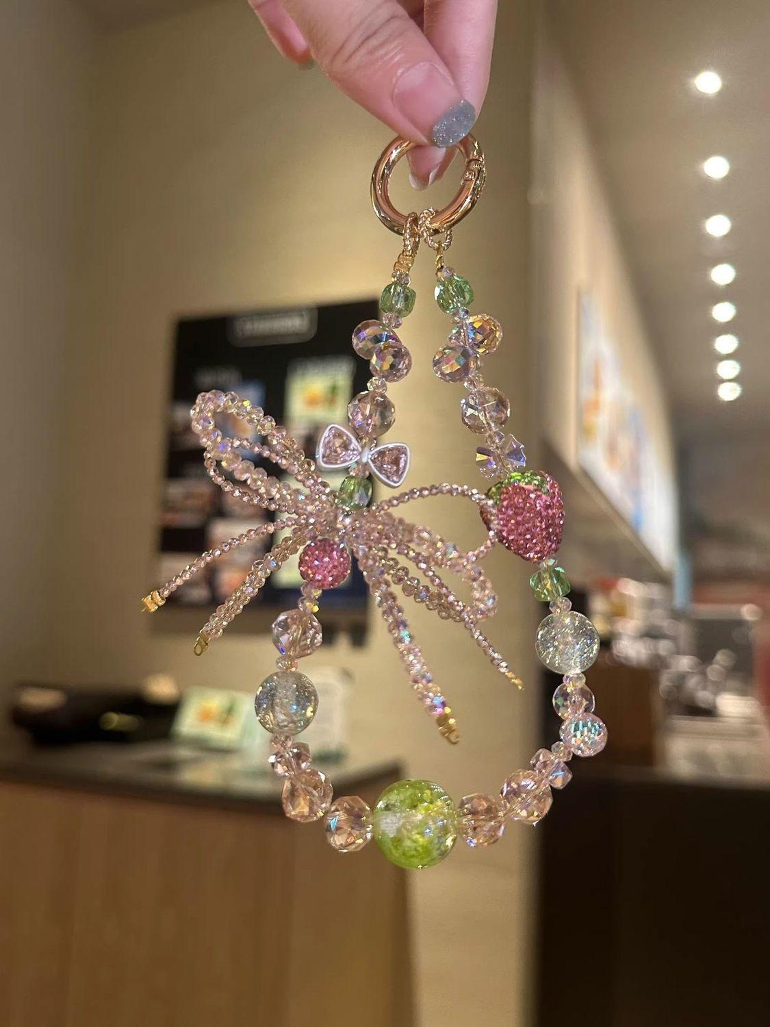 Boho Handmade Beaded Phone Charm! Cute Crystal Wrist Strap with Keychain, Aesthetic Phone Accessory for Women & Girls, Fits All Phones, Perfect Bag Charm Gift