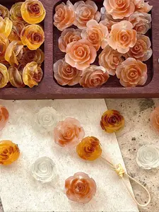 New Arrival Oriental Rose Resin Flowers Set, DIY Beaded Bracelet Necklace Earring Accessories, Contemporary Floral Style for All Seasons