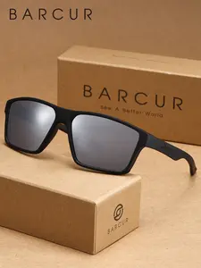 BARCUR Men's Outdoor Polarized Sunglasses with Square Frame, Uv400 Protection, Ideal for Vacation Cycling Fishing, Trendy Square Sunglasses, Summer Sunglasses, Casual Geometric Design