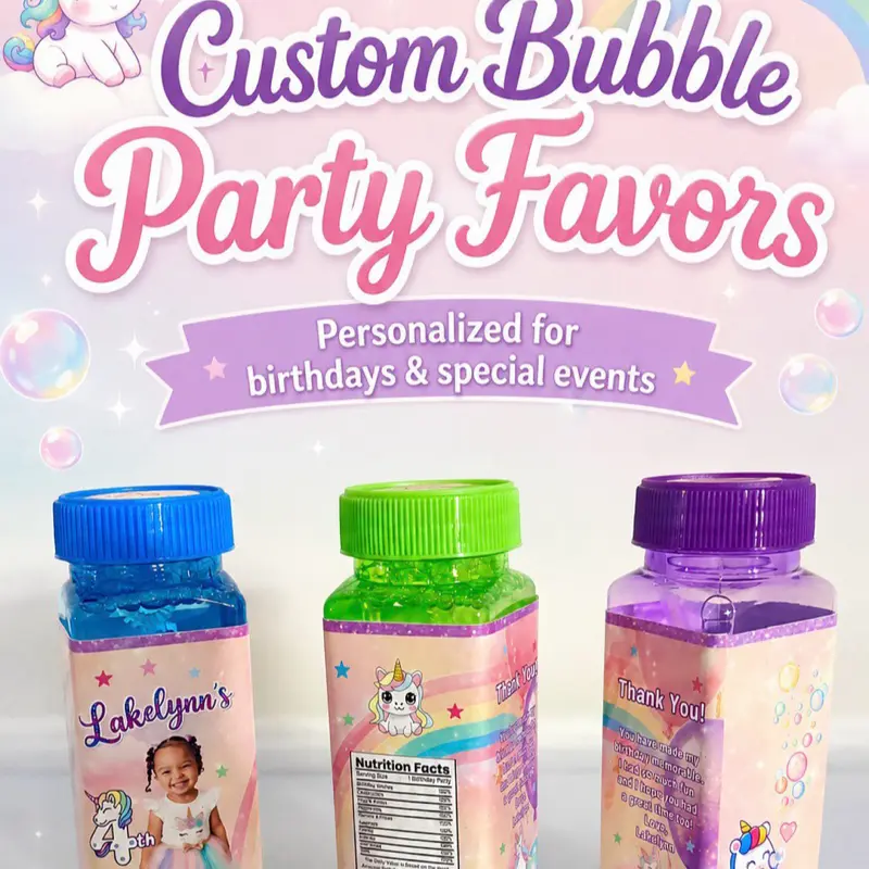 Personalized Custom Bubbles, Birthday Party Favors for Any Theme