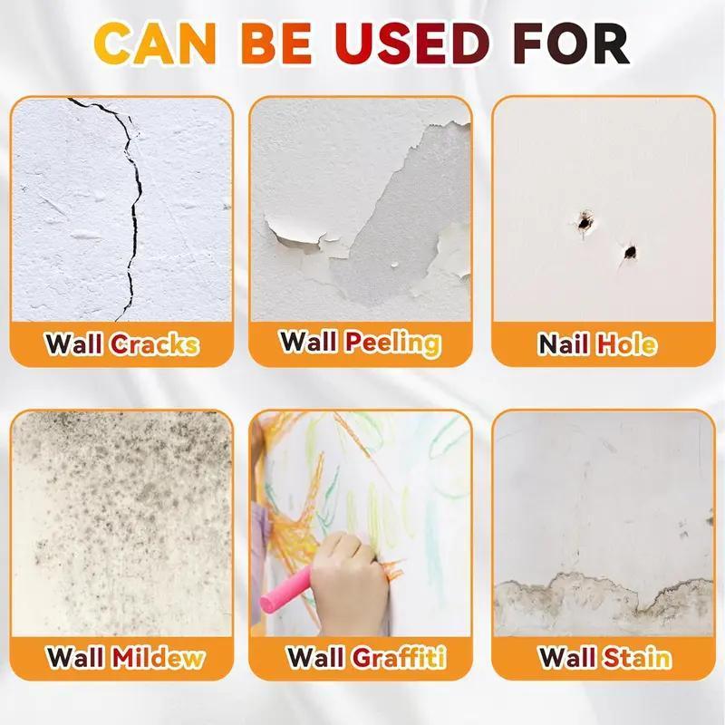 Wall Paint Repair Roller:A wall repair tool designed for roll-on touch-ups.Specifically formulated to treat damp and moldy walls,it effortlessly removes surface stains.Features eco-friendly,water-based paint with no unpleasant odors.