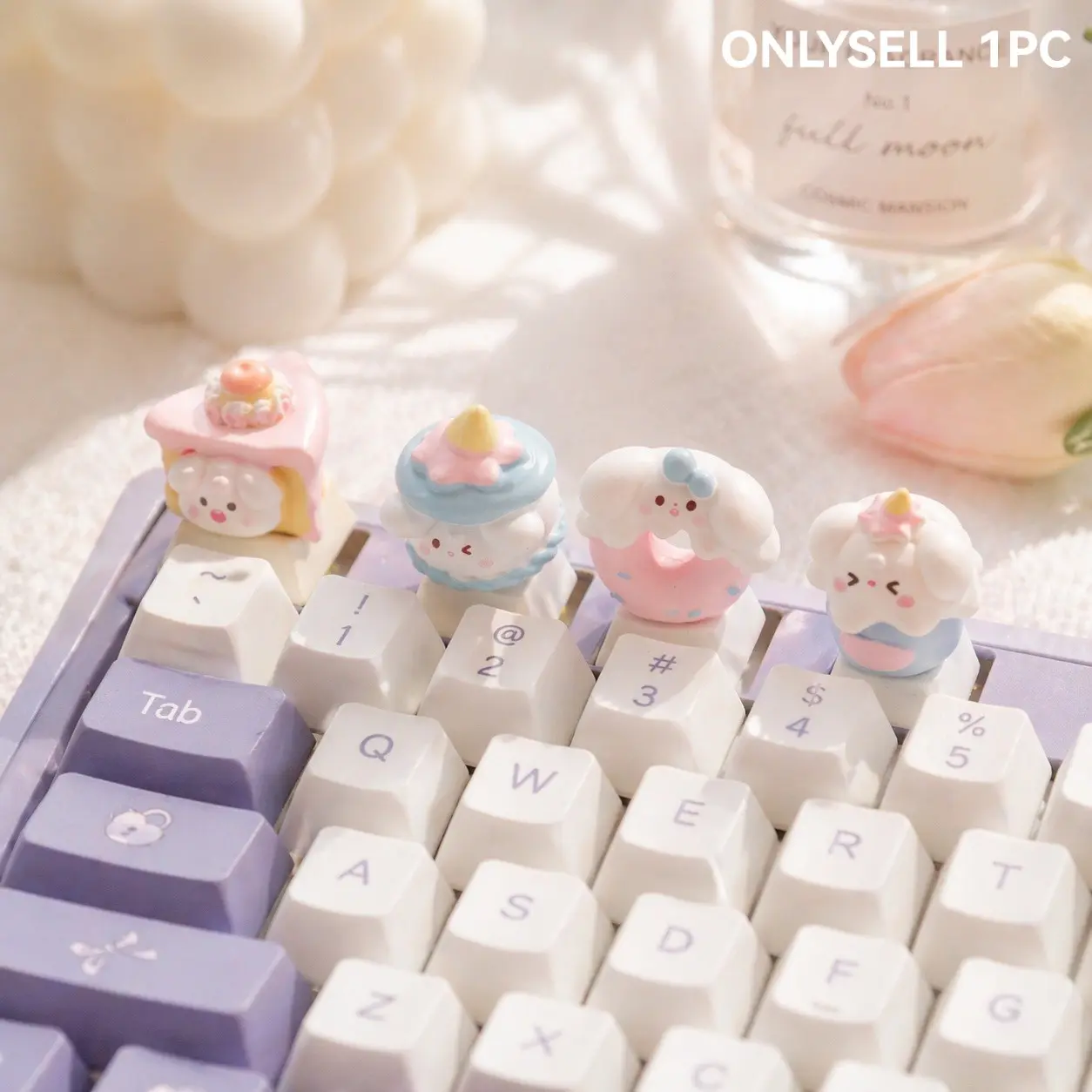 1pc Cute Dessert Cake Ice Cream Donut Puppy Unicorn 3D Keycap, Compatible with Cherry MX Mechanical Keyboard, INS Style Desk Setup Decor, Gift for Girls, Desktop
