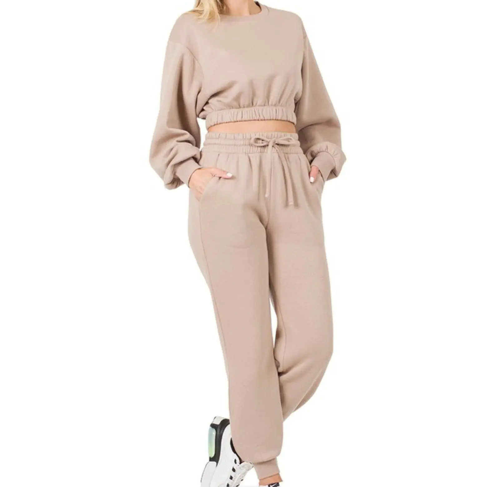 Ash Mocha Cropped Jogger Set comfort  sweat  set sweatsuit  set  outfit sweat  set tracksuit set