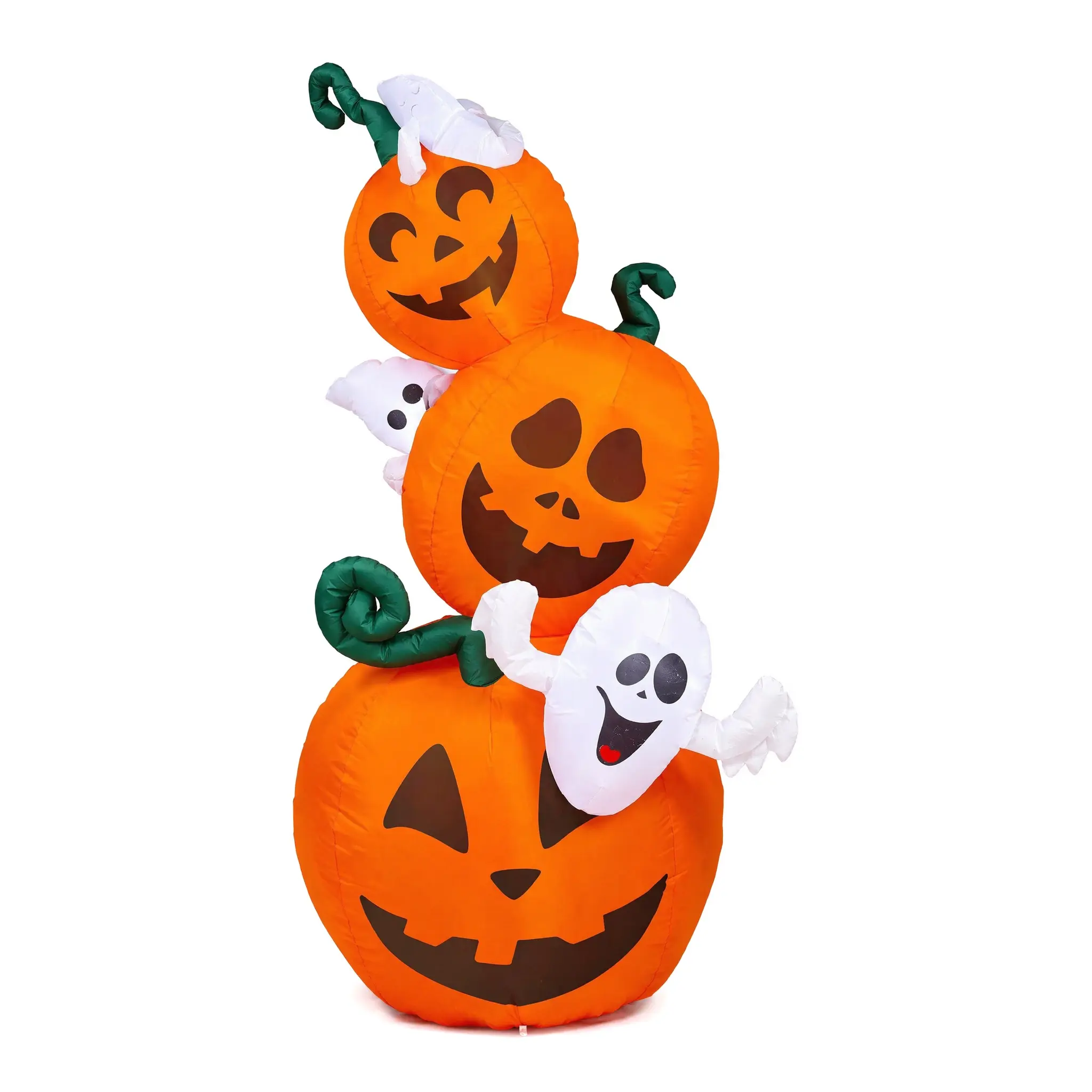 Halloween Inflatable Pumpkin Stack with Ghosts - Festive Outdoor Decor for Autumn Celebrations