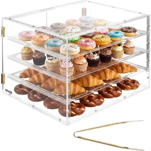 VEVOR Bakery Display Case, 3 - Tier Commercial Countertop Pastry Display Case, Clear Acrylic Bread Box for Kitchen, Party Cake Cabinet with Flip - Up Door for Cookie Dessert Donut, 13x 10.2x 10.2VEVOR Super Brand Day