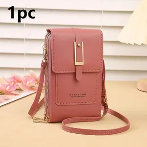 Touchscreen Crossbody Phone Bag, Fashion Keychain Small Shoulder Bag, Five Colors Available, Versatile Vertical Wallet