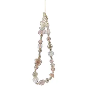 Vintage Beaded Phone Lanyard, Anti-Loss Pearl Wristlet Strap for Cell Phone & Camera, Cute Charm Keychain Pendant for Women - Bag & Phone Case Accessory