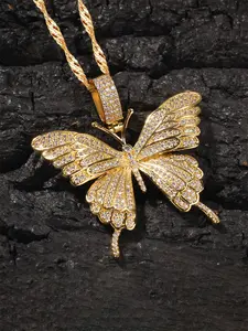 1 PC Glamorous Cubic Zirconia Butterfly Necklace Pendant For Women Valentine's Day Gift Wedding Jewelry