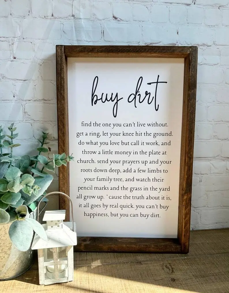 Dirt Song Lyric Poster - Country Music Inspired Paper Wall Art, Rustic Border-Ready Farmhouse Decoration, Unframed Print with Complimentary Shipping Tube Delivery